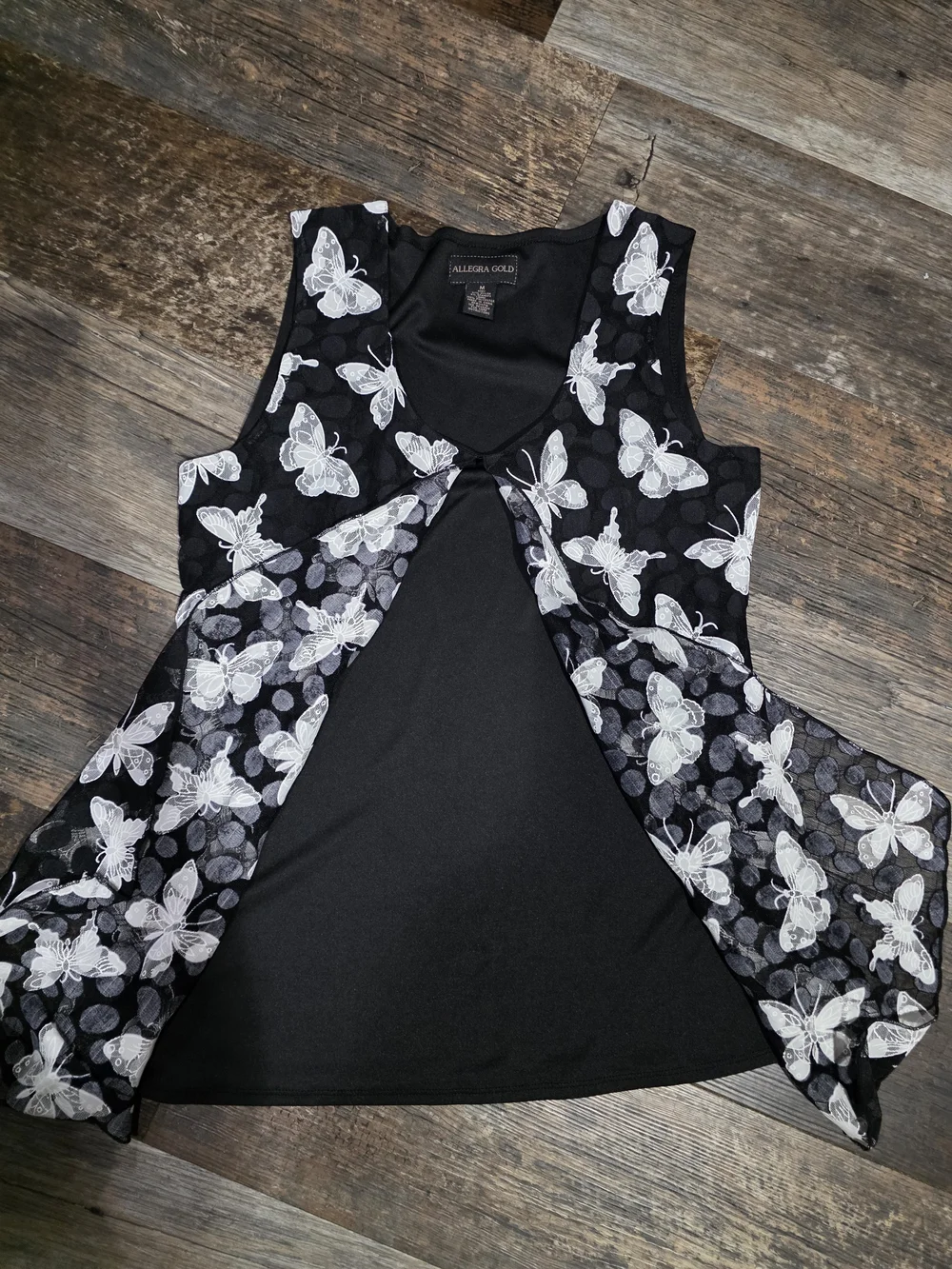 Allegra K Black Butterfly V-Neck Tank Top - Picture 3 of 3